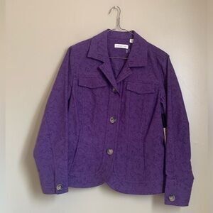 COLDWATER CREEK embroidered purple blazer jacket nwt size p14